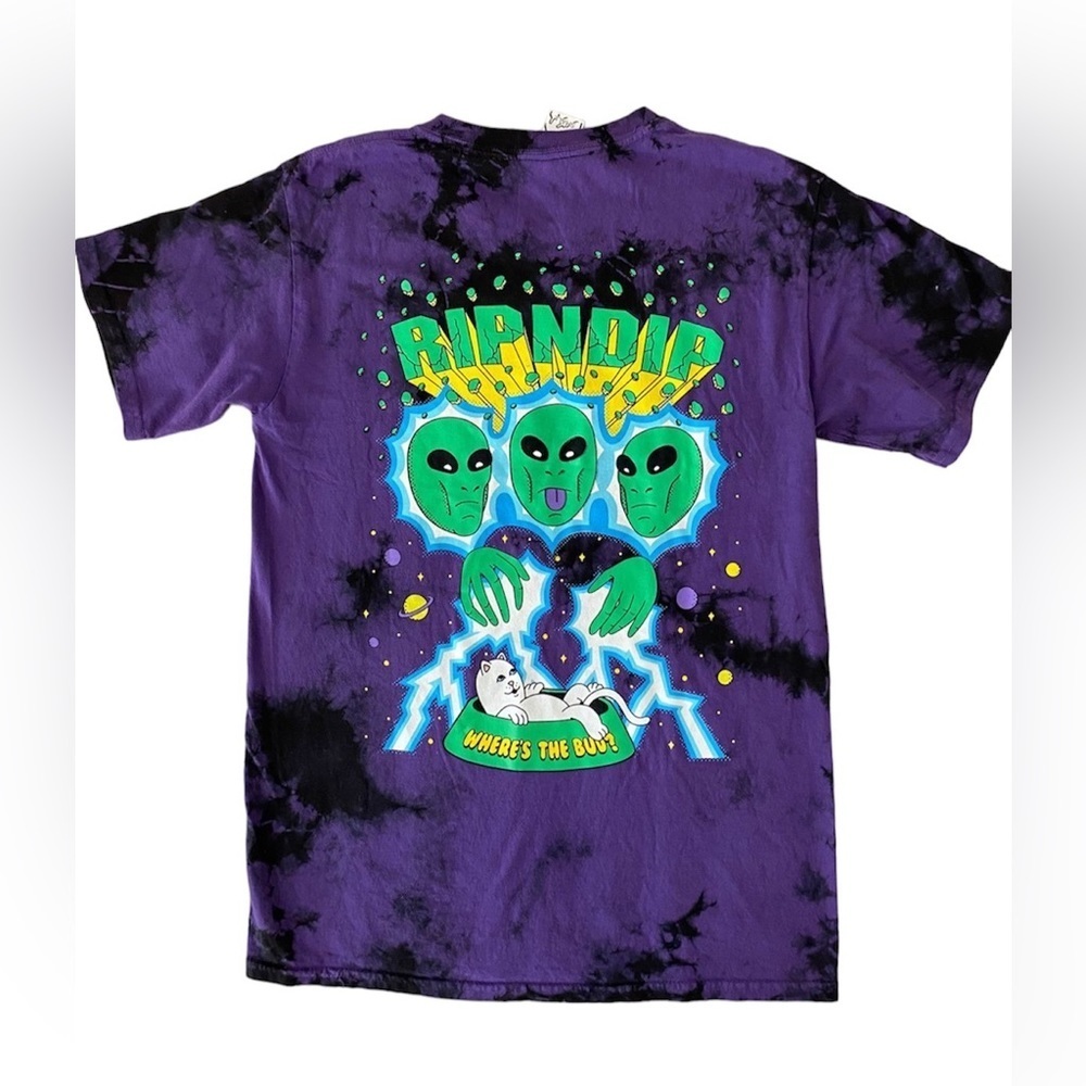 NWT RIP N DIP "WHERE'S THE BUD?" Purple Tie Dye T Shirt in Small